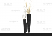 干枝花瓶 3d模型