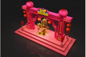 新年中式门头美陈3D模型图片
