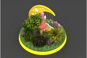 月亮绿植美陈装饰3D模型